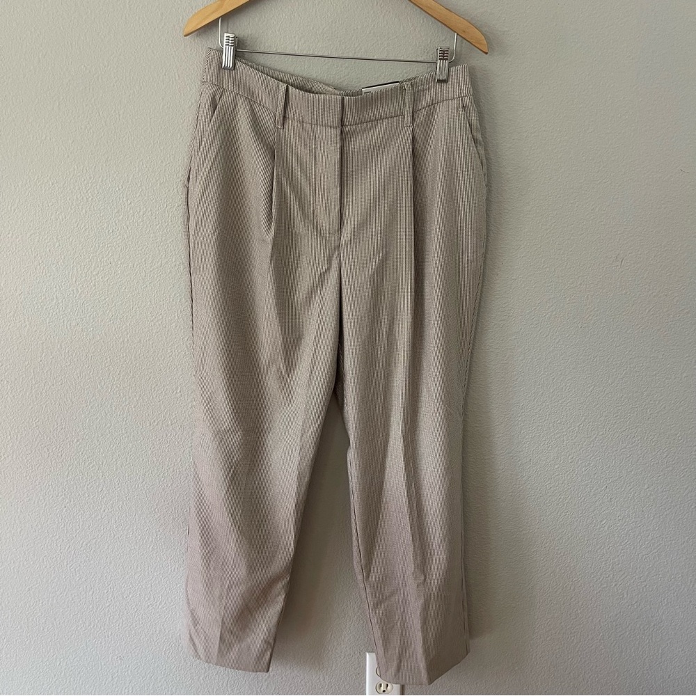 Nine West High Rise Straight Leg Houndstooth Pleated Trousers Size 10 NWT